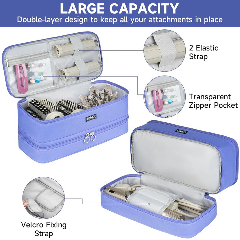 LEFORZ Travel Carrying Case Compatible with Shark Flexstyle/FlexFusion/Hair Dryer,Double-Layer Hair Hot Tools Storage Bag Fits for Dyson Airwrap Styler/Supersonic Hair Dryer and Attachments,Purple-Bag Only - Image 3